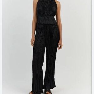 DISSH CORI BLACK WIDE LEG CRINKLE PANTS